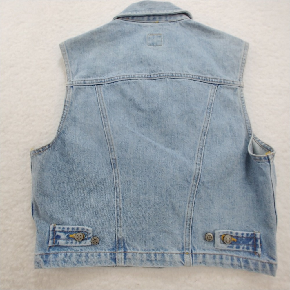 Gap Women's Jacket Vest Medium Blue Denim Collared Cotton Blend - Picture 7 of 8
